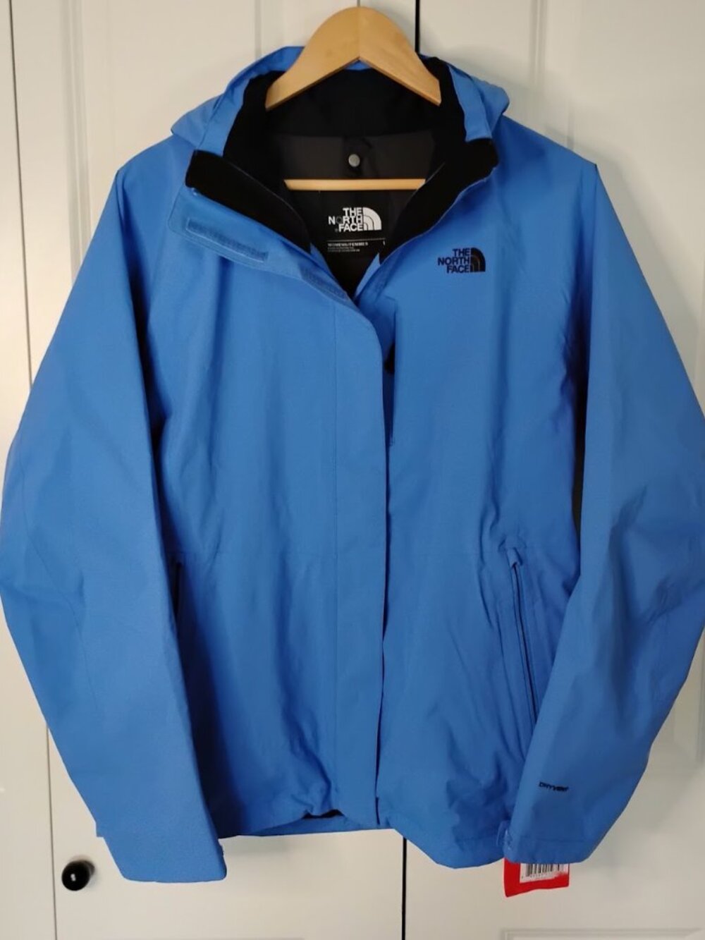 The North Face Women's Blue Black Long Sleeve Hooded Windrunner Jacket Size L